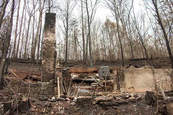 Burnt structure from 2016 Gatlinburg fires 